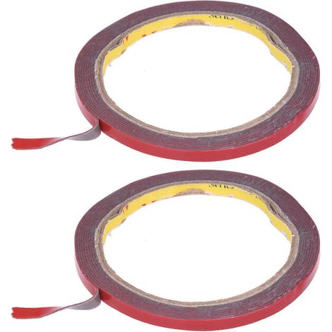 Rollen 3 m extra starkes, permanent haftendes doppelseitiges Schaumstoffklebeband für Fahrzeuge, rot, 6 mm x 3 m (1/4)