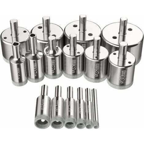 Kit Scies-Cloches Diamantées 6-50 mm - 16 pcs - Perçage Verre, Acier, Céramique, Porcelaine, Carrelage, Marbre (1/5)
