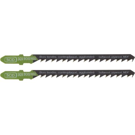 Lame de scie sauteuse bois accroche en T SCID - Epaisseur 1,25 mm - Longueur 100 mm - Vendu par 2 (1/2)