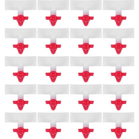BUNTHAUS Lot de 20 abreuvoirs à tétine pour élevage – Tétines rouges – Sortie G3/2 – Avec raccord en T et abreuvoir d’angle