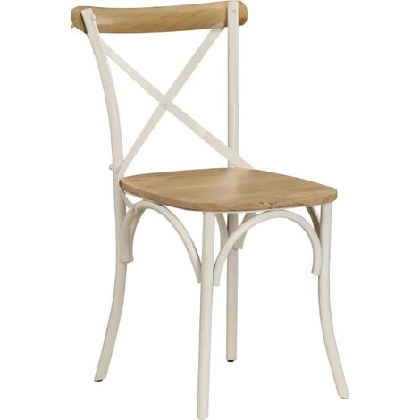 Chaise manguier massif et métal blanc Tiphen - Lot de 4 (1/5)