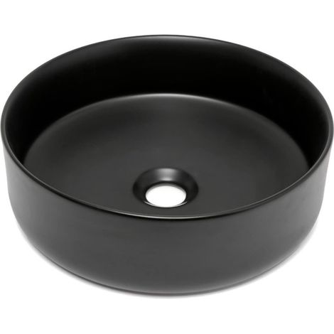 Swiss Aqua Technologies Mood 36x36 cm lavabo rotondo freestanding senza foro per rubinetto o troppopieno, nero opaco (SATM3636BKM)