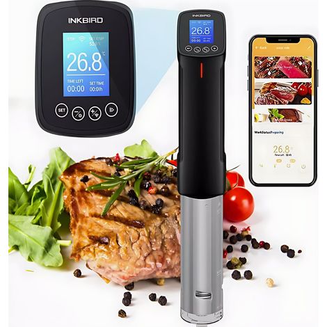 Inkbird ISV-100W Cuiseur Sous Vide WiFi,Cuiseur Oeuf Thermoplongeur Sous Vide Cooker 1000W,Calculateur d'Immersion Cuisinière Thermostat Réglable,Contrôle Précis pour Viande,Oeuf,Légumes