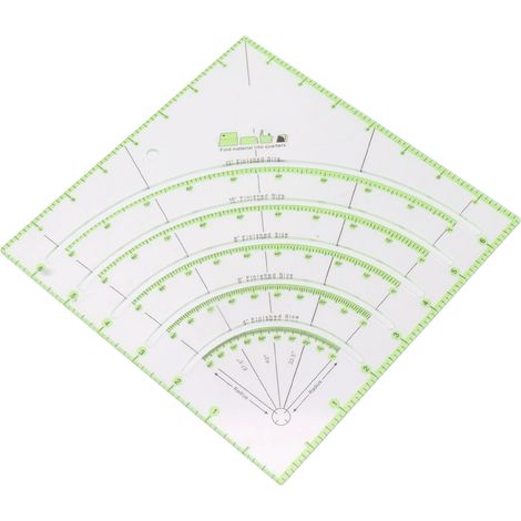 Règle de quilting en acrylique de 1 pouce, multifonctionnelle, transparente, en forme d'éventail, avec découpe-cercles pour patchwork et couture. (1/5)