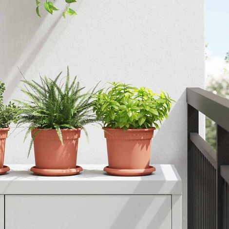 Runder Blumentopf 6 pcs Ziegelrot Ø 15 x 12 cm Kunststoff