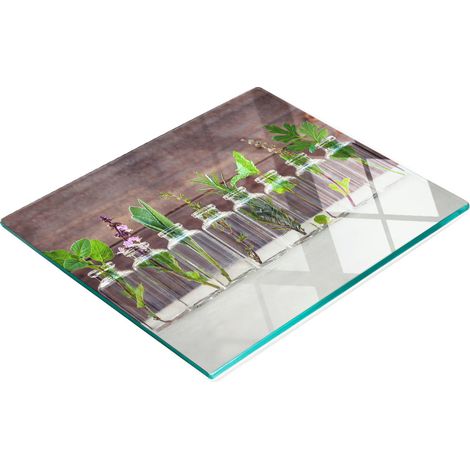 Tablero de vidrio duradero y elegante con estampado de plantas en vidrio 60x52 cm