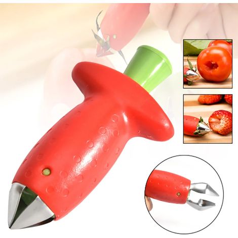 Équeutoir à tomates et fraises - Outil pour équeuter les fruits - Équeutoir à fraises - Ustensiles de cuisine - Acier inoxydable - Lot de 4 (1/5)