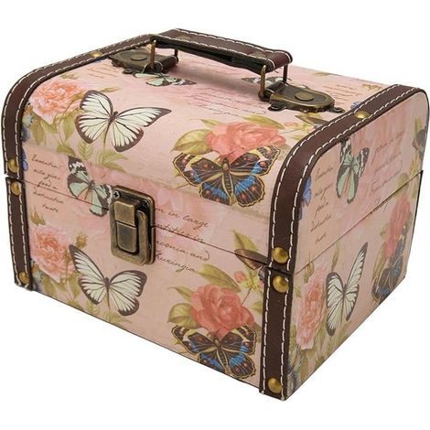 Coffre au trésor - Vintage - Bois + Cuir PU - 18,5x14,5x10,5 cm - Pratique et Élégant - Rangement Bijoux (1/5)