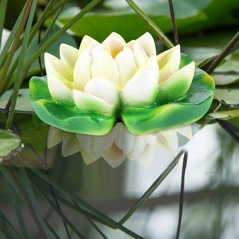 Lotus artificiel flottant, ornement décoratif pour bassin, aquarium et fontaine. (1/5)