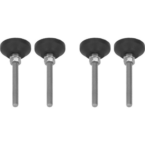 Verstellbare Schwenkfüße – Set mit 4 gummierten Nylonpads, M6-Gewinde, 30 mm Durchmesser, 50 mm Höhe
