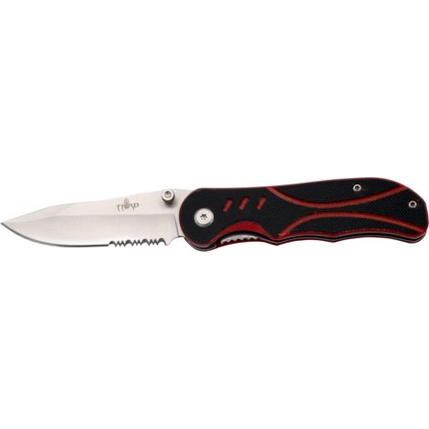 Couteau Third 16910, manche de G10 Bicolor Noir/Rouge, lame en acier inoxydable 420 de 7.2 cm. Avec housse en nylon de forme fixe. (1/2)