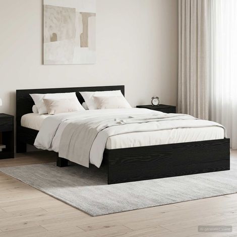vidaXL Struttura letto con testata Rovere Nero 140 x 200 cm