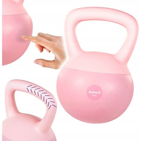 Kettlebell-Hantelgewicht für Fitnessübungen, pink, 6 kg, DrFit