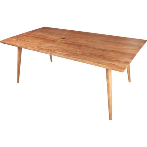 Mesa de comedor SCANI 160 cm – Tablero de madera maciza de acacia barnizada y estructura a juego (1/5)