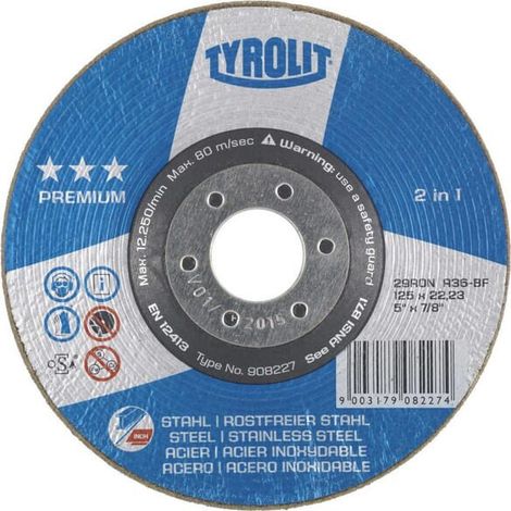 DISCO ABRASIVO 180 MM A36-B TYROLIT BD180A36 (1/2)
