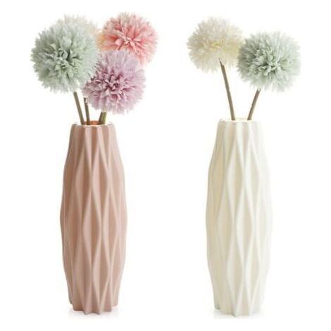 Vases en Plastique, Décoration de la Maison, 2 Pièce Imitation Céramique Pot de Fleurs, Vases de Fleurs séchées Nordiques, Vases Léger et Facile à Transporter Parfait pour Bureau (1/4)