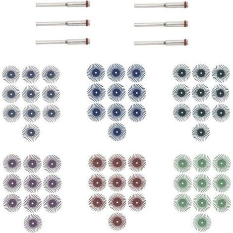 Lot de 66 disques abrasifs avec tige 1/8\" pour outils rotatifs de nettoyage et d\'ébavurage, grain mixte 80/120/220/400/600/1000 (1/5)