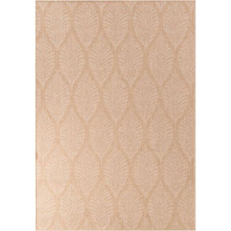 Tapis exterieur 200 x 290 cm, nature floral, beige, kilim authentique et plat, structure tissée, idéal pour terrasse et jardin, entretien facile