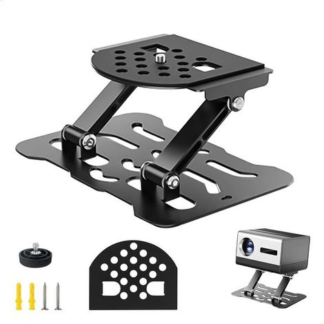 Soporte metálico para proyector - Soporte universal - Cine en casa y oficina - Ajustable 180 grados - Hasta 10 kg - Negro (1/5)