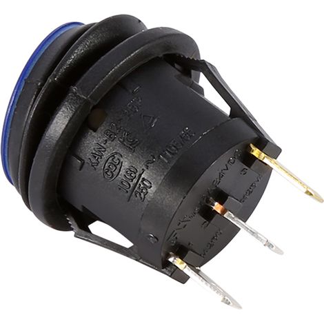 Interrupteur rond automobile 12V 16A 3 broches (LED bleue) (1/5)