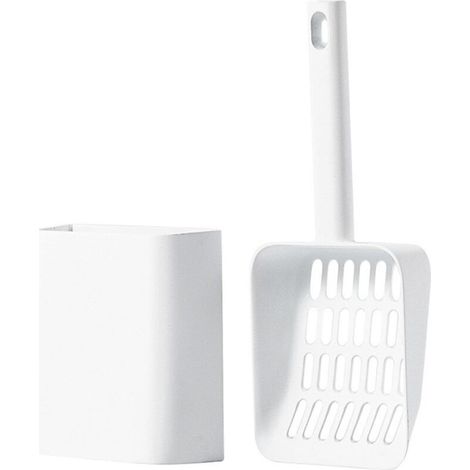 Pelle à litière pour Chat avec Support Kitty Litière Scoop Pelle en Plastique Fournitures de Nettoyage Animal tamisage Scooper poignée Hygiènes pour Maison Toilette Chats (Blanc) (1/4)
