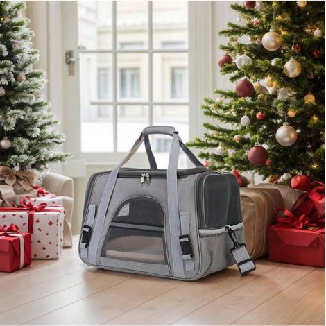 Cage de transport souple pour animaux de compagnie, adaptée aux chats, chiens et chiots de petite et moyenne taille pesant jusqu'à 9 kg. Conforme aux réglementations du transport aérien, 40,6 x 26,4 x (1/5)