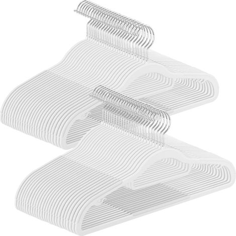 Lot de 30 cintres cintres robustes en plastique antiglisse gain de place épaisseur 06 cm crochets pivotants à 360° longueur 42 cm blanc (1/5)