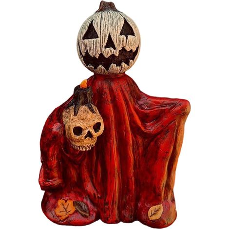 Figurine de magicien en forme de tête de citrouille fantaisiste pour Halloween en résine pour décoration saisonnière de la maison (1/4)