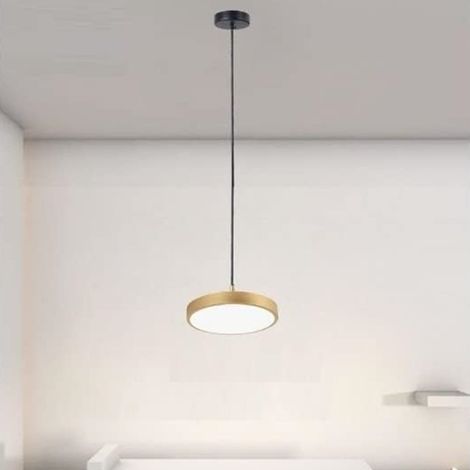 TrAdE Shop Traesio - Lampadario A Sospensione Led 40w Oro Cerchio Tondo Moderno Minimal Luce 6500k 32927 - (1/4)