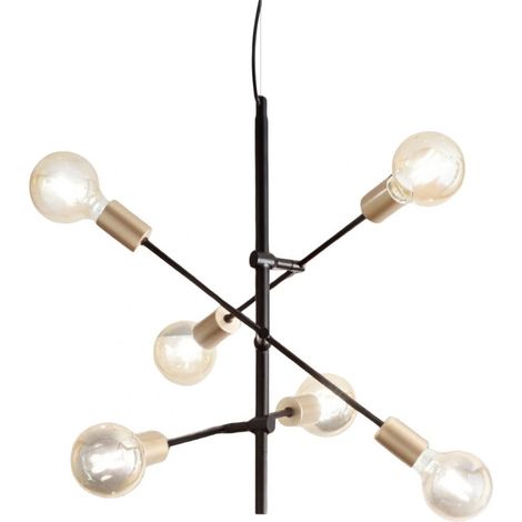 Lustre Suspendu De Style Industriel Vector En Métal Noir Mat 6Xe27 (1/3)
