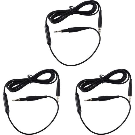 Packung mit 3 Ersatz-Audiokabeln mit Mikrofon und Lautstärkeregler für AKG K430, K450, K451, K452, Q460, K480 und JBL J55 J88 (schwarz). (1/5)