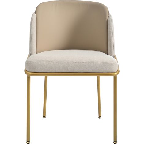 Set di 4 sedie da pranzo moderne in pelle sintetica PVC, beige e khaki, gambe in ferro, MODENUIT (1/5)