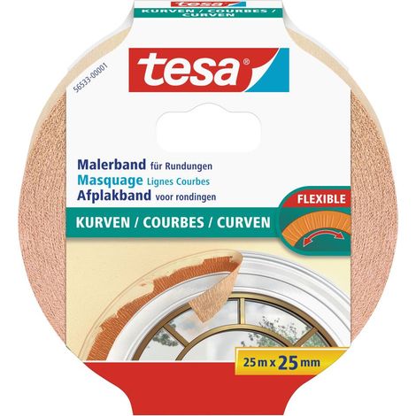 tesa Malerband für Kurven 25 m x 25 mm, beige Kreppband (1/2)