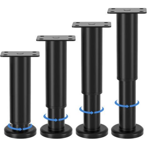 pieds de meubles réglables, hauteur ajustable de 12 à 18 cm, pieds de meubles en métal noir, pour armoires, meubles TV, lits, canapés, tables de chevet, chaises, meubles de salle de bain (1/5)