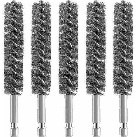 Edelstahl-Drahtbürste für Bohrmaschine – rotierende Drahtbürste mit Stahldraht, sechskantiger Griff 6 mm, ideal zum Reinigen von Metallen, Stein und widerstandsfähigen Oberflächen (1/5)