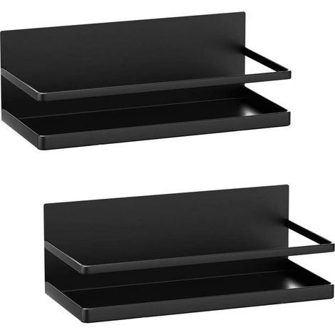 Especiero magnético - Especiero magnético para nevera - Apto para tarros de especias, aceite de oliva, aceite de cocina, sal, pimienta - Ahorro de espacio óptimo - Ideal para cocinas pequeñas (Negro-2