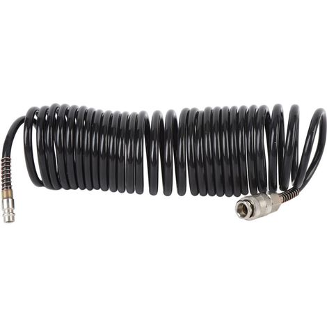 Tuyau d'air spiralé en PE et cuivre, diamètre intérieur 6,35 mm (1/4 pouce), longueur 5 m (16,4 pieds), anti-nœuds et anti-torsion, léger, avec connecteur UE (1/5)