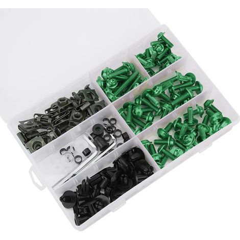 Kit 198 pièces visserie carénage moto M5 M6 boulons kit accessoire vert pare-brise fixation (1/5)