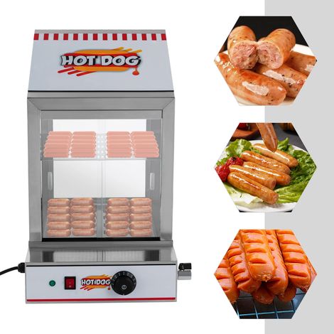Machine à Hot-Dog commerciale avec chauffe-chignon, 1200W, 40L, 30-110℃, chauffe-saucisses, cuiseur à vapeur électrique, vitrine pour Hot-dogs et petits pains