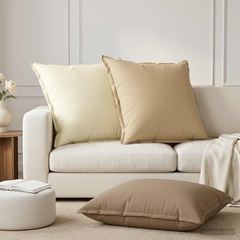Irovami Lot de 2 housses de coussin, crème, polyester, 65x65 cm (1/5)