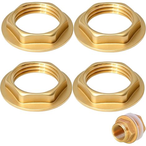 Lot de 4 écrous de sécurité hexagonaux à bride, en laiton, filetage intérieur 4/8", écrou hexagonal massif pour robinet, lavabo et raccord de tuyau sanitaire (1/5)