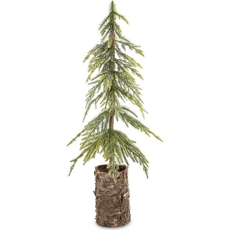 Albero di Natale artificiale verde, in plastica naturale, betulla, 51x20x18 cm