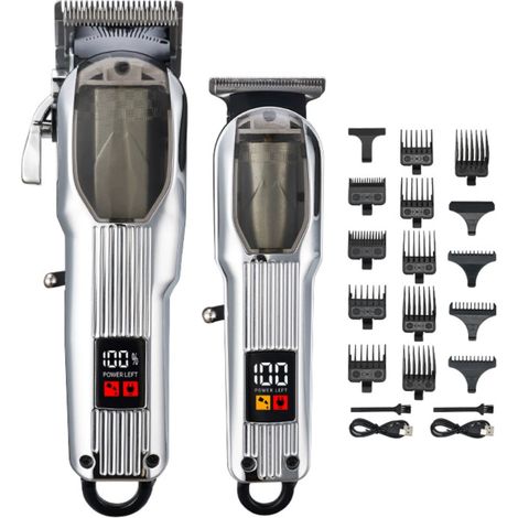 Wiederaufladbarer digitaler elektrischer Haarschneider ZCC217-301, Standard-Silberausführung