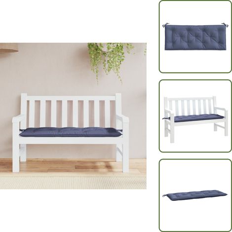 The Living Store Gartenbank-Auflage Marineblau 120x50x7 cm Oxford-Gewebe - Gartenbank Auflagen - Sitzkissen Outdoor - Gartenkissen Blau - Wasserabweisende Gartenbankdecke - Balkondekoration