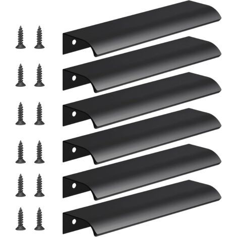 QORVA-6 pièces (841,8 cm) poignées d'armoire noires, poignées de tiroir de meubles invisibles, poignées de tiroir encastrées, distance des trous 64 mm