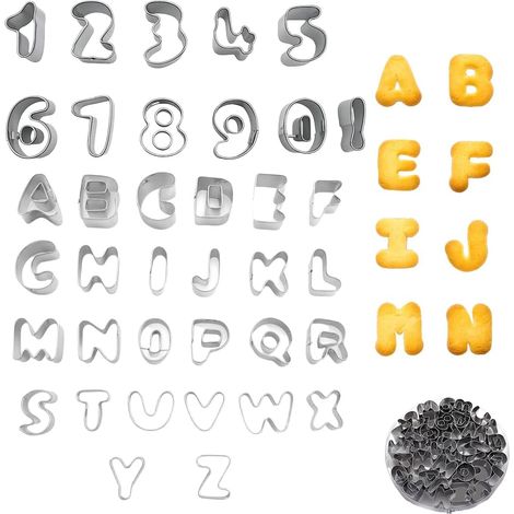 37 x Alphabet Cookie Cutters Fondant Cookie Mould DIY Symbol Baking Mould Stainless Steel Alphabet Biscuit Kitchen Gadget Baking Accessories for Birthdays Christmas (1/5)