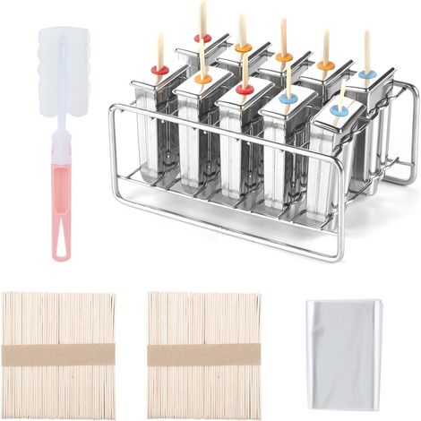 Moules à crème glacée Popsicle, 10 pièces Popsicle amovible facile à utiliser 304 plaque de graisse à tête ronde en acier inoxydable pour le bricolage fait maison (1/5)