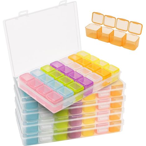 140pièces Lot de 5 Boite de Rangement Diamond Painting en Plastique Multicolore - Ensemble de Boite Rangement Perles, Broderie, Ongles, Bijoux, Artisanat et Diamants (1/5)