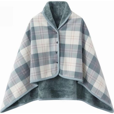 Couverture Plaid en Polaire Mettable Cape Châle avec Bouton Poncho Couverture Housse de Lit Canapé Voiture Hiver Couverture Jeté Flanelle Chaud Doux Couverture à Carreaux Sweat Couverture (1/5)