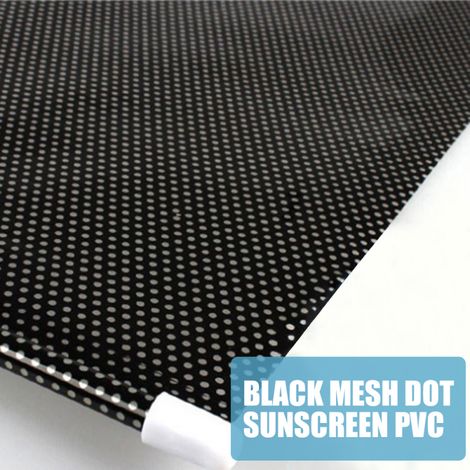 Pare-soleil portable en maille noire à pois, perforé, à ventouses, rideau occultant pour balcon, chambre ou bureau (1 pièce). (1/5)